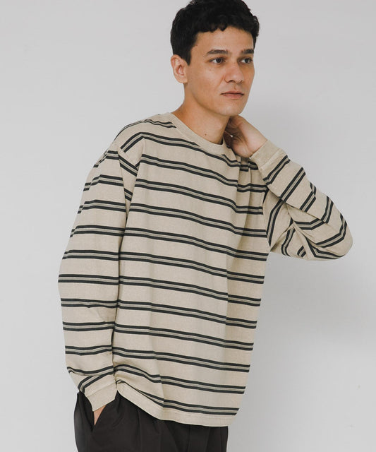 顏料條紋長袖T恤