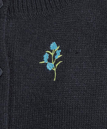 花卉刺繡圓領針織開衫