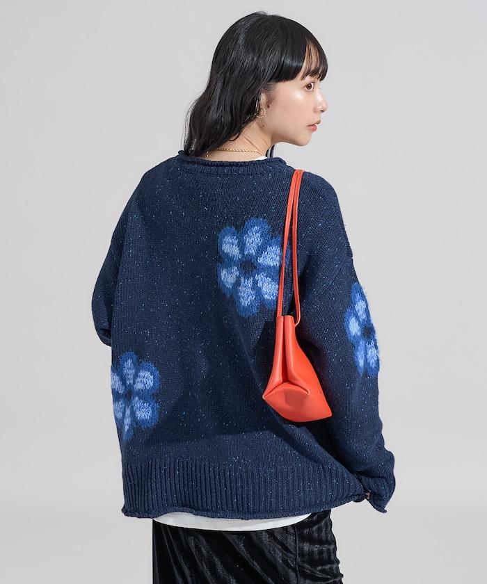 花卉提花針織套頭衫