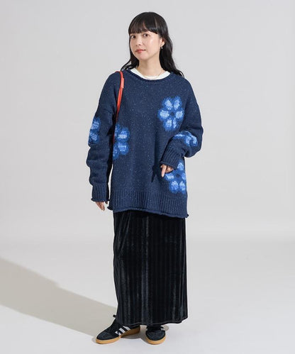 花卉提花針織套頭衫