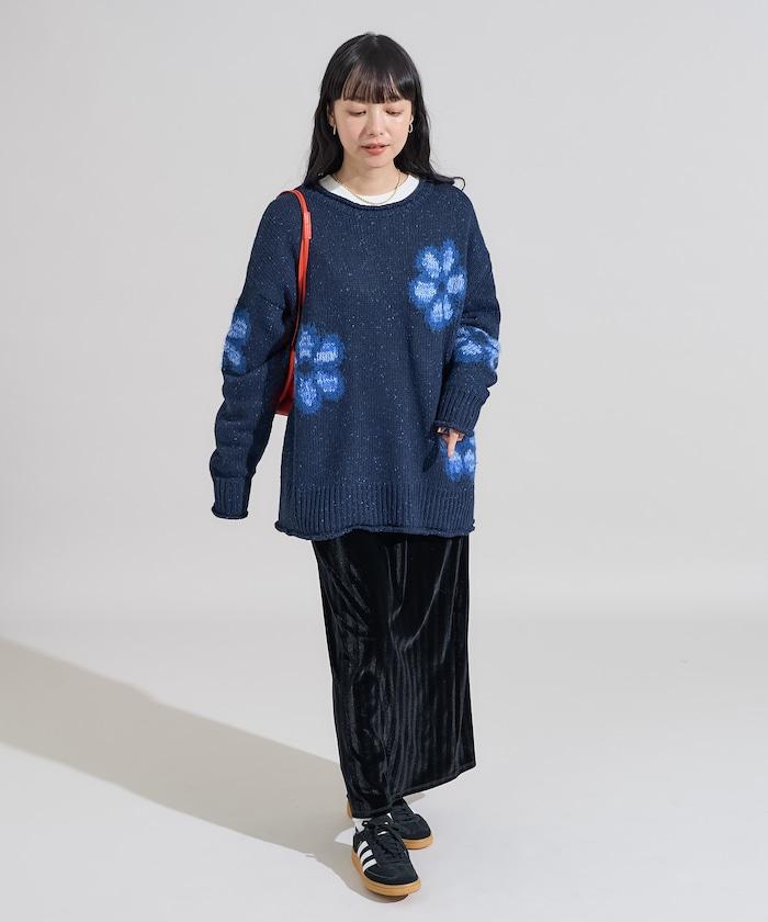 花卉提花針織套頭衫