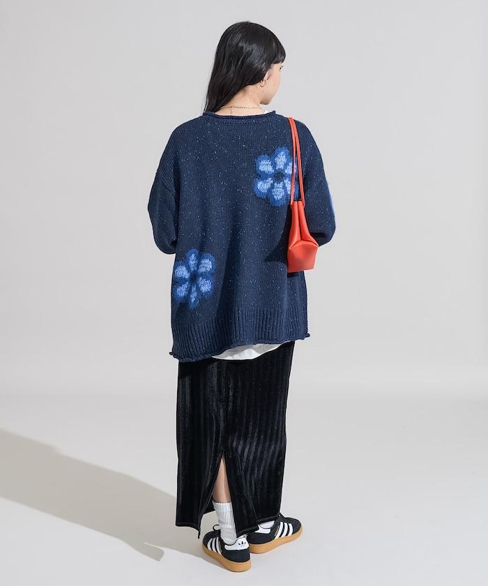 花卉提花針織套頭衫