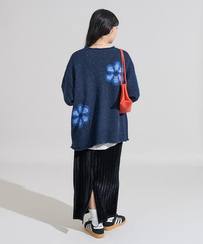 花卉提花針織套頭衫