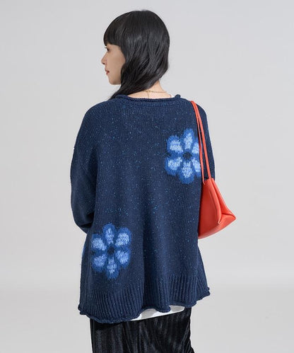 花卉提花針織套頭衫