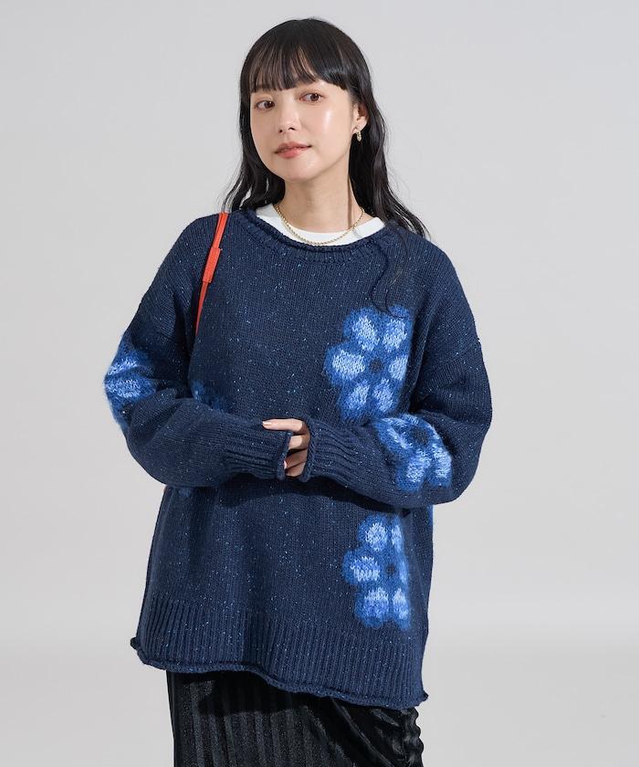 花卉提花針織套頭衫