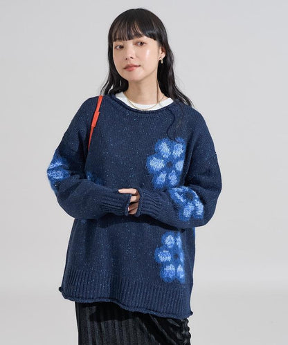 花卉提花針織套頭衫