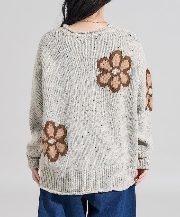 花卉提花針織套頭衫
