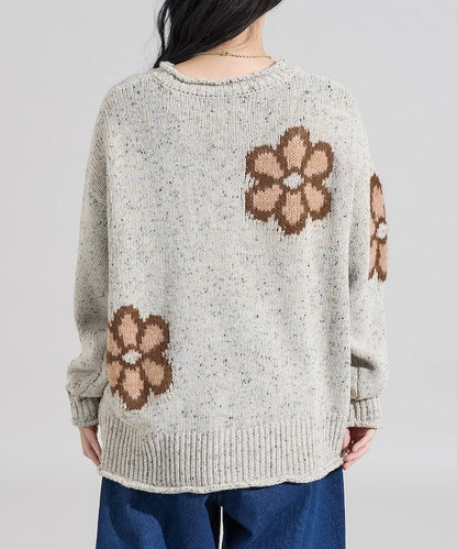 花卉提花針織套頭衫