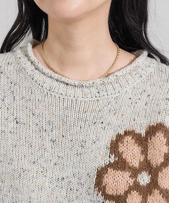 花卉提花針織套頭衫