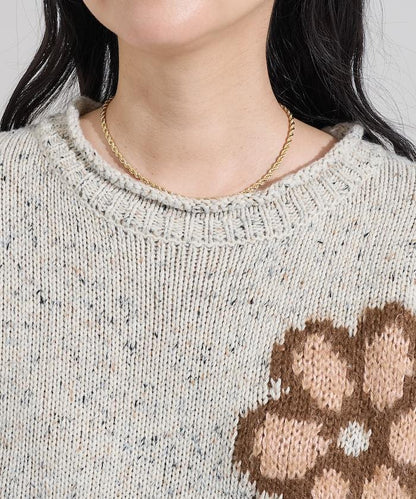 花卉提花針織套頭衫