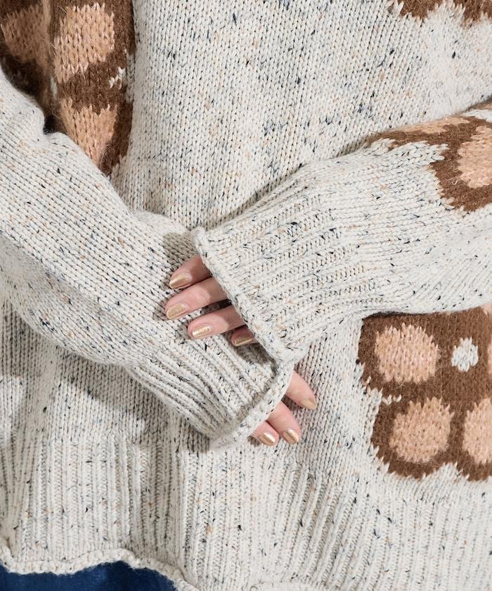 花卉提花針織套頭衫