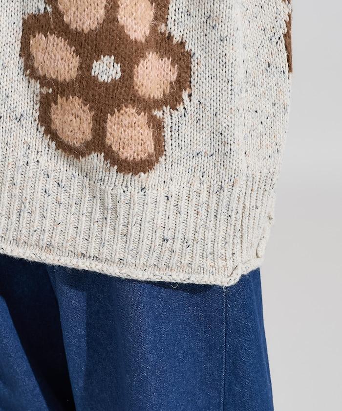 花卉提花針織套頭衫