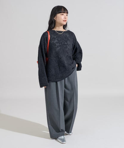 透視花卉提花針織衫