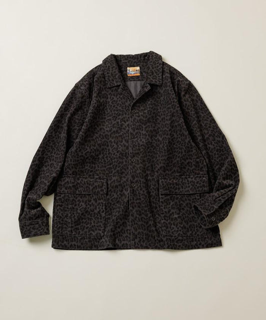 滿版印花寬鬆燈芯絨襯衫夾克【可成套搭配】