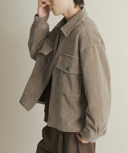 復古斜紋拉鍊夾克