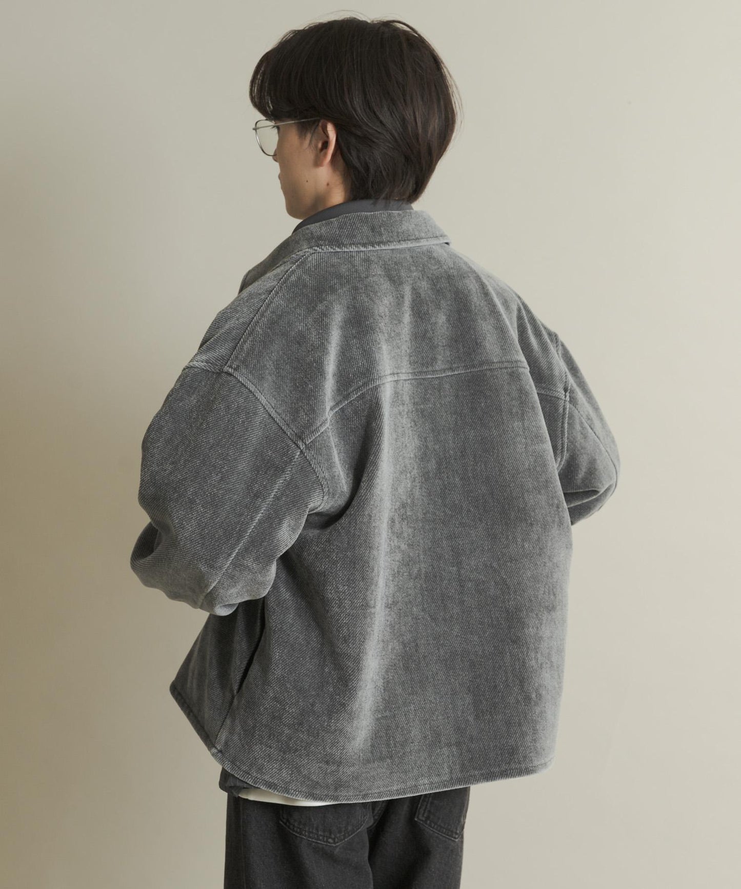 復古斜紋拉鍊夾克