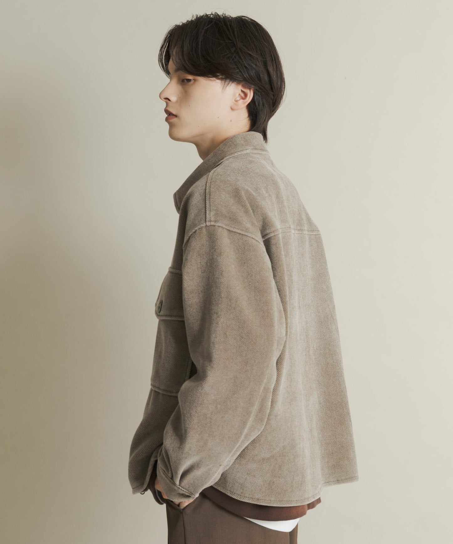 復古斜紋拉鍊夾克