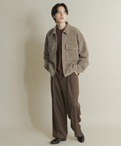 復古斜紋拉鍊夾克