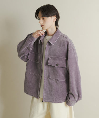 復古斜紋拉鍊夾克