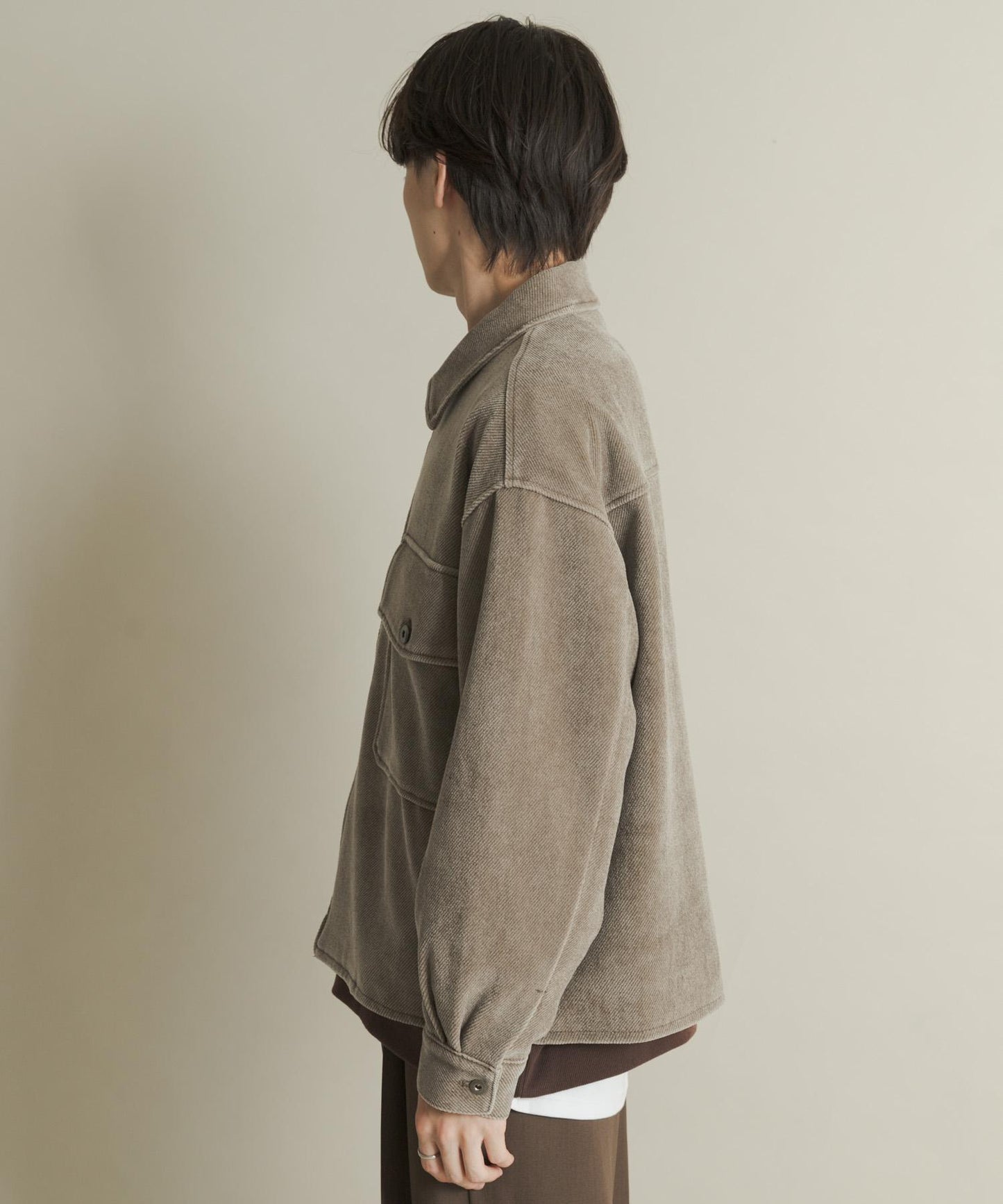 復古斜紋拉鍊夾克