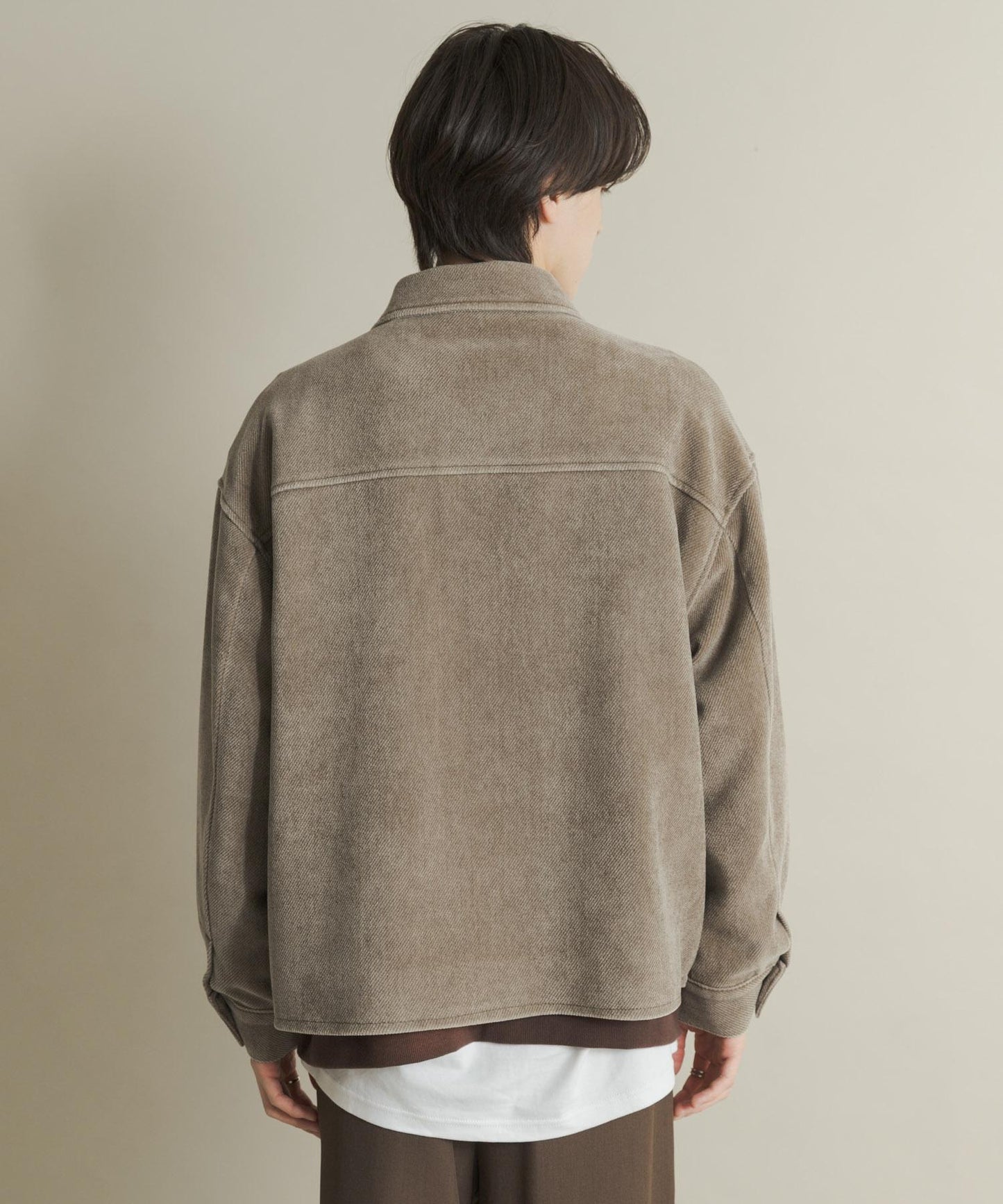 復古斜紋拉鍊夾克