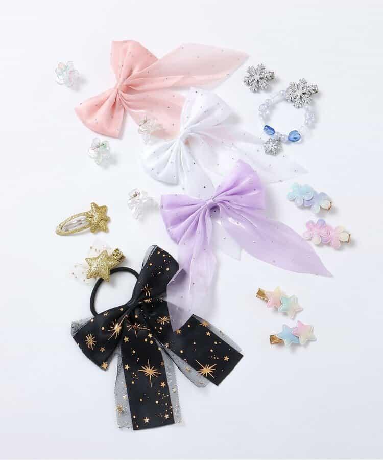 蝴蝶結花朵透明發夾2個裝