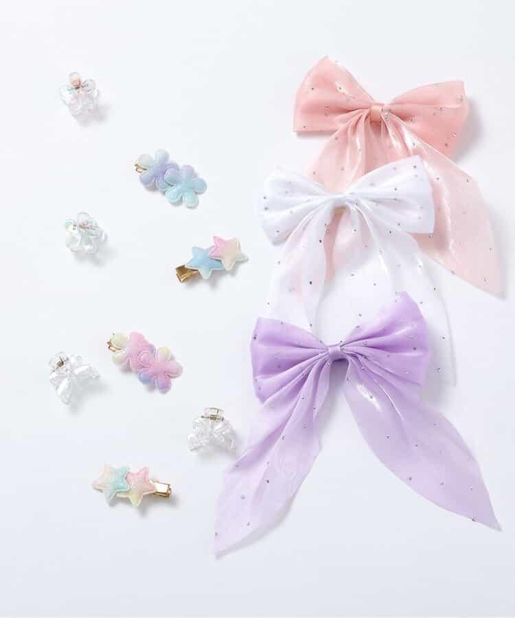 蝴蝶結花朵透明發夾2個裝