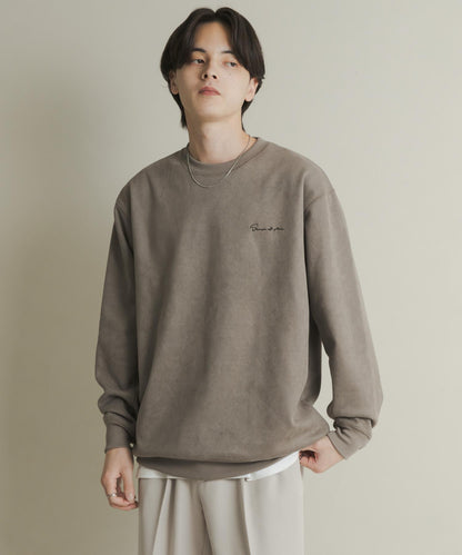 刺繡仿麂皮圓領衛衣