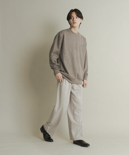 刺繡仿麂皮圓領衛衣