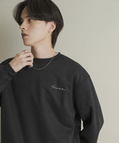 刺繡仿麂皮圓領衛衣