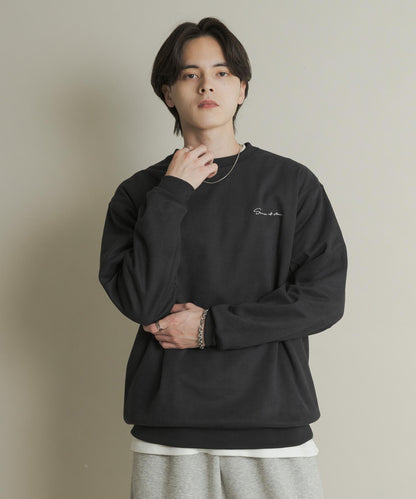 刺繡仿麂皮圓領衛衣