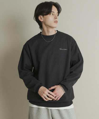 刺繡仿麂皮圓領衛衣