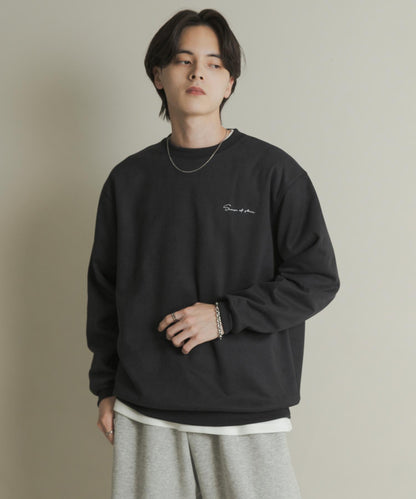 刺繡仿麂皮圓領衛衣