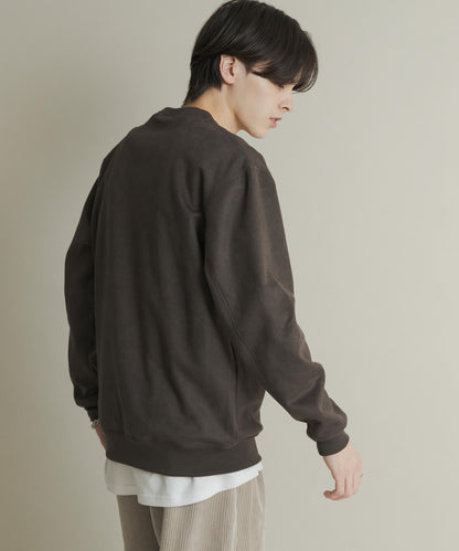 刺繡仿麂皮圓領衛衣