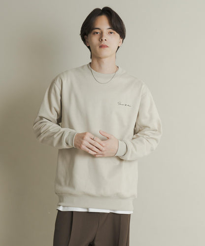 刺繡仿麂皮圓領衛衣