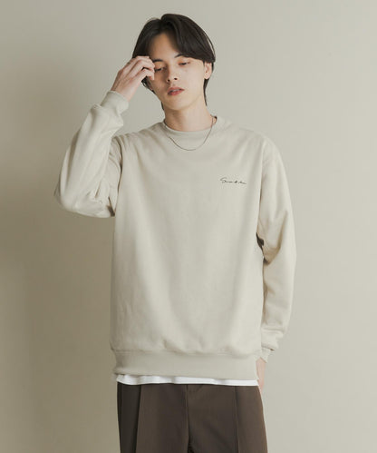 刺繡仿麂皮圓領衛衣