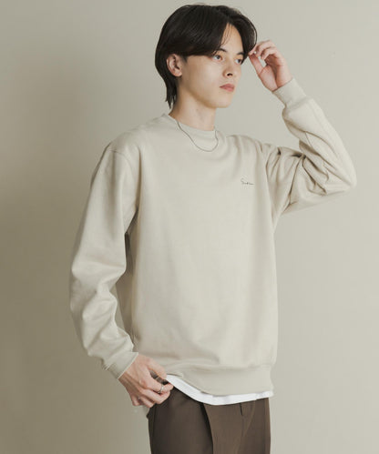 刺繡仿麂皮圓領衛衣