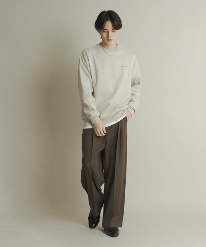 刺繡仿麂皮圓領衛衣