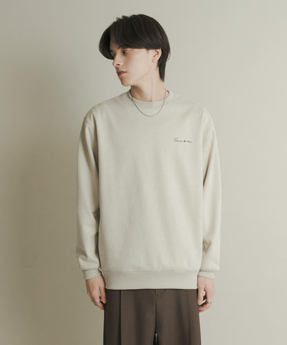 刺繡仿麂皮圓領衛衣