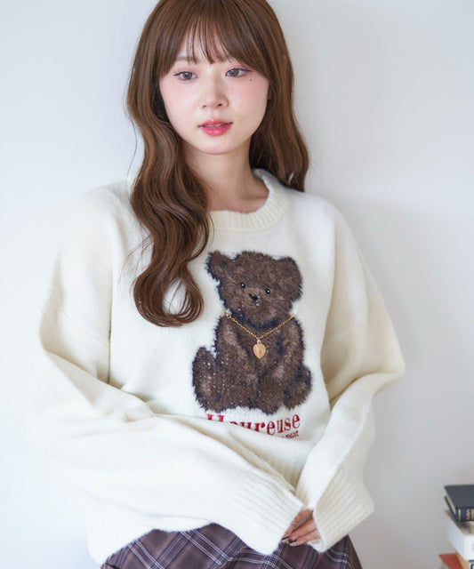 蓬鬆可愛感精選動物圖案針織衫