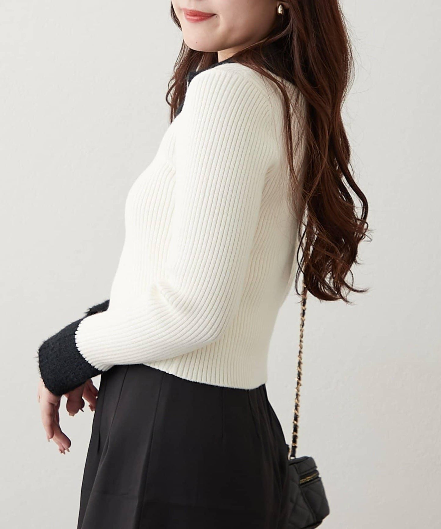 羽毛拼接羅紋開衫