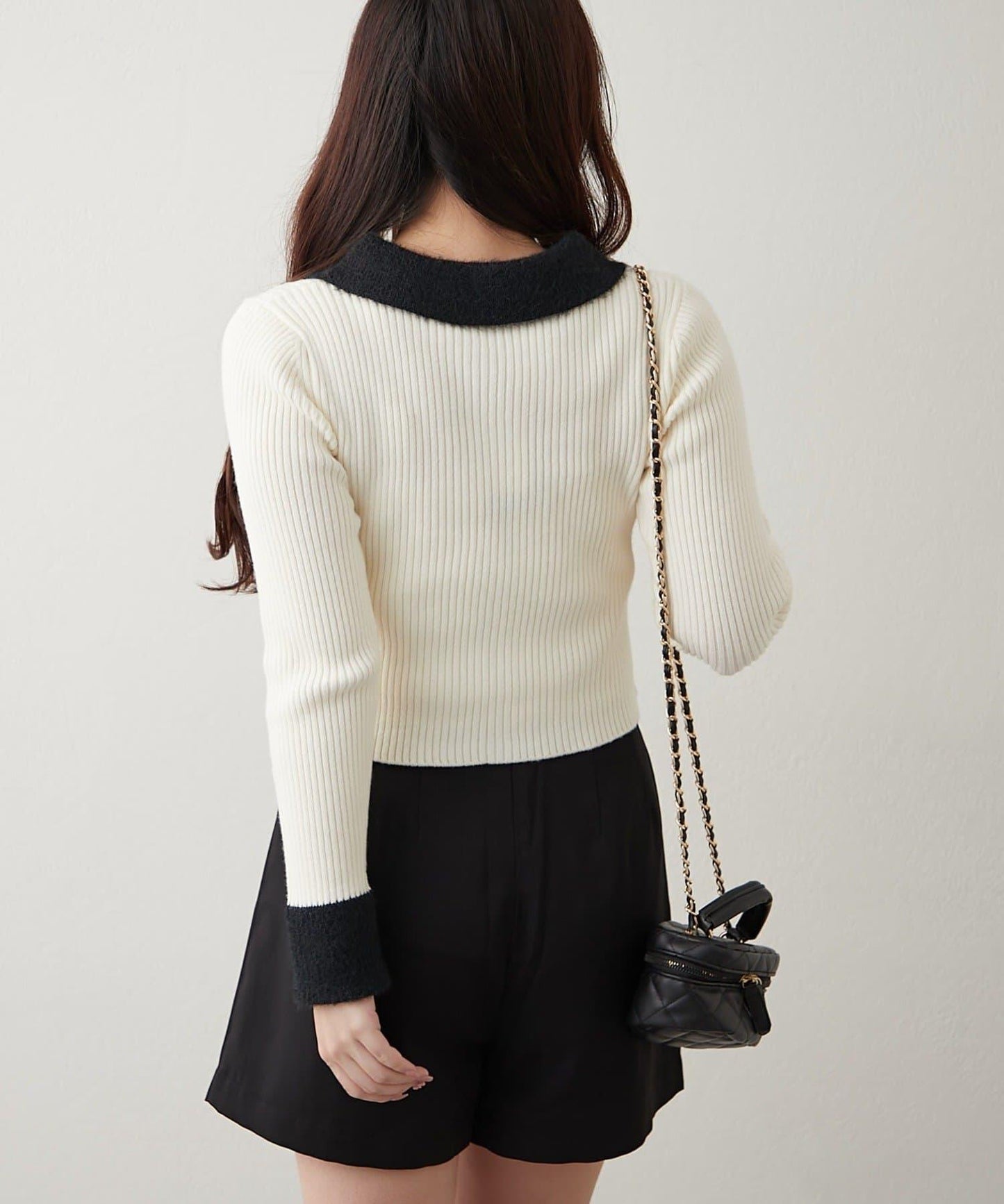 羽毛拼接羅紋開衫