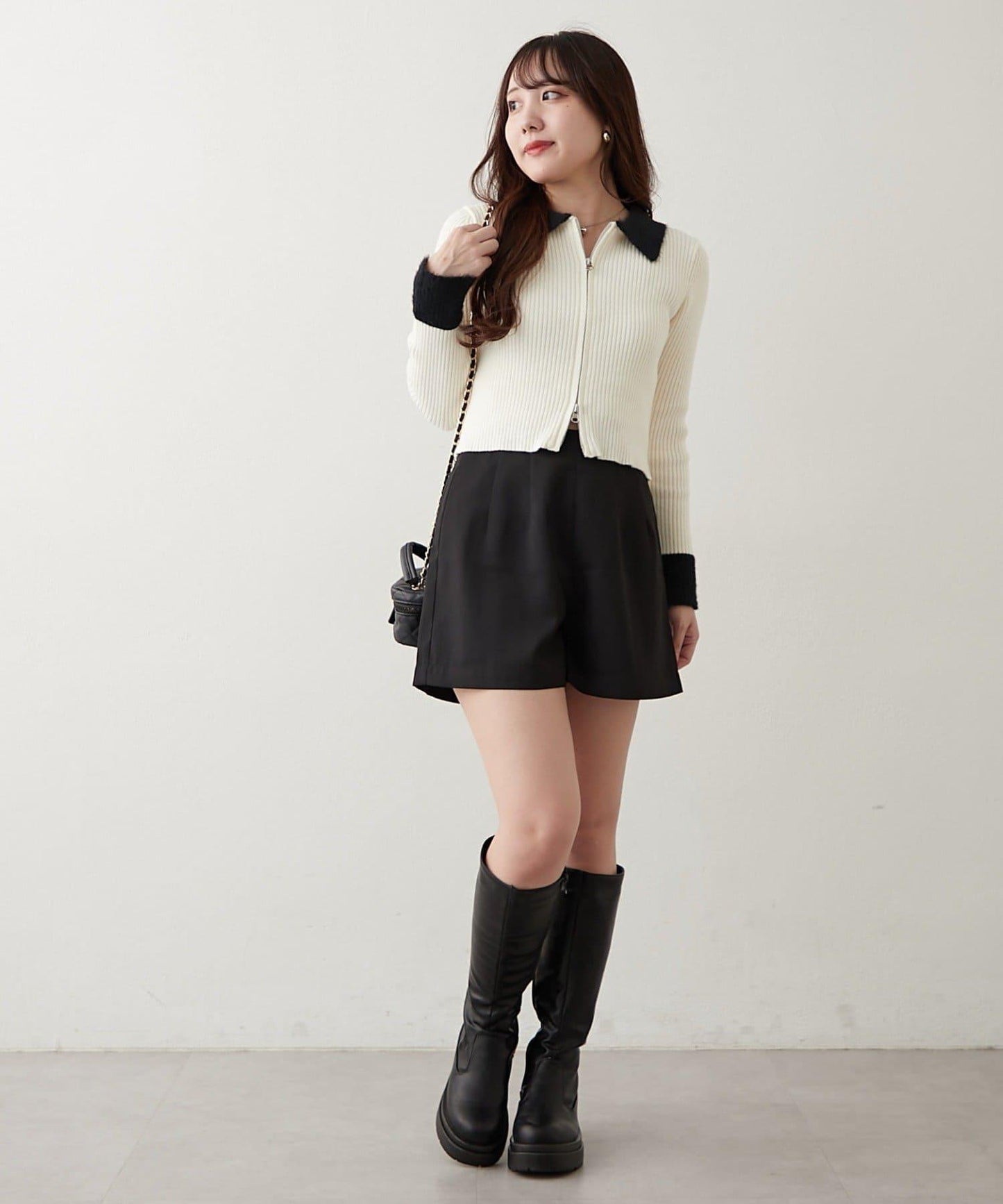 羽毛拼接羅紋開衫