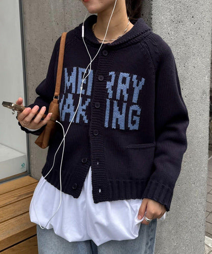 【UNISEX】標誌性圍巾領針織開衫