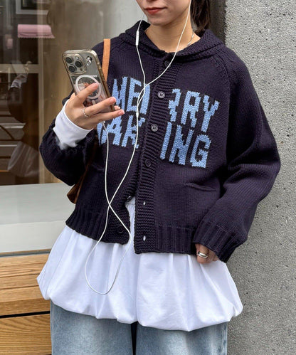 【UNISEX】標誌性圍巾領針織開衫