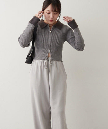 羽毛拼接羅紋開衫