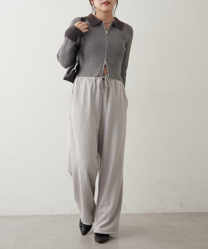 羽毛拼接羅紋開衫