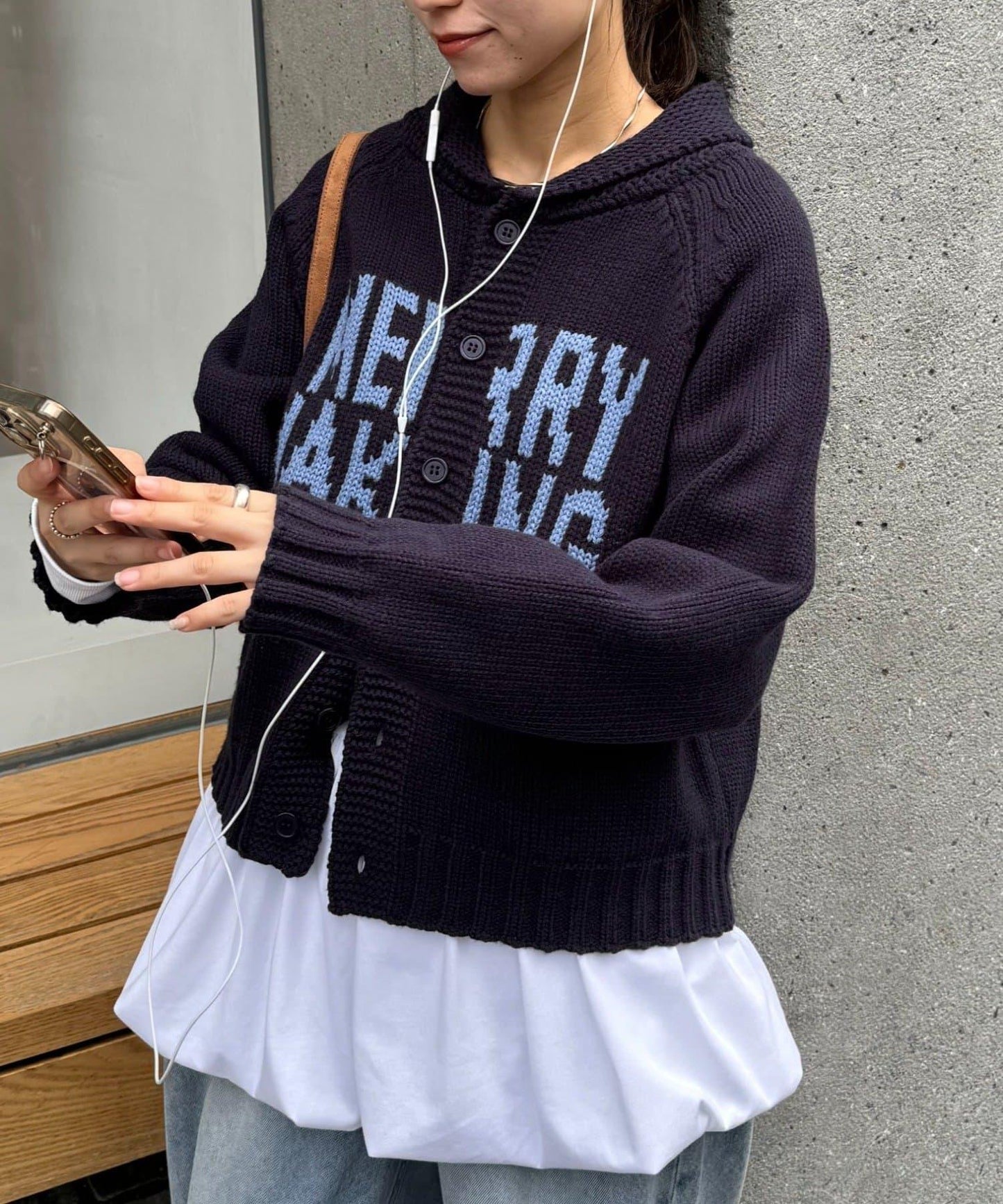 【UNISEX】標誌性圍巾領針織開衫