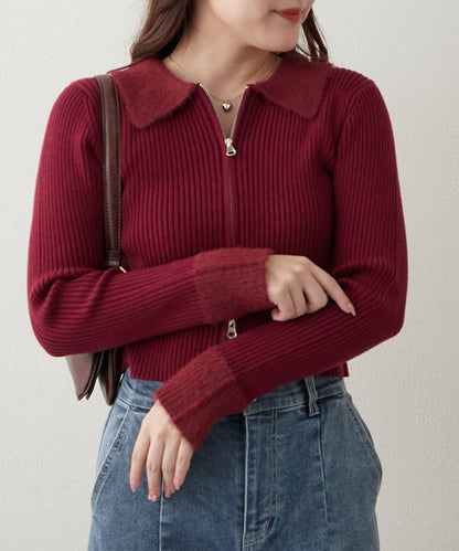 羽毛拼接羅紋開衫