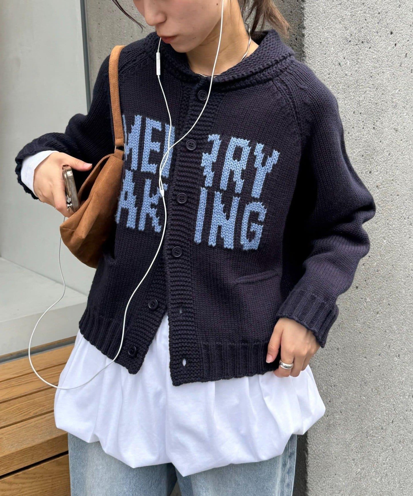 【UNISEX】標誌性圍巾領針織開衫